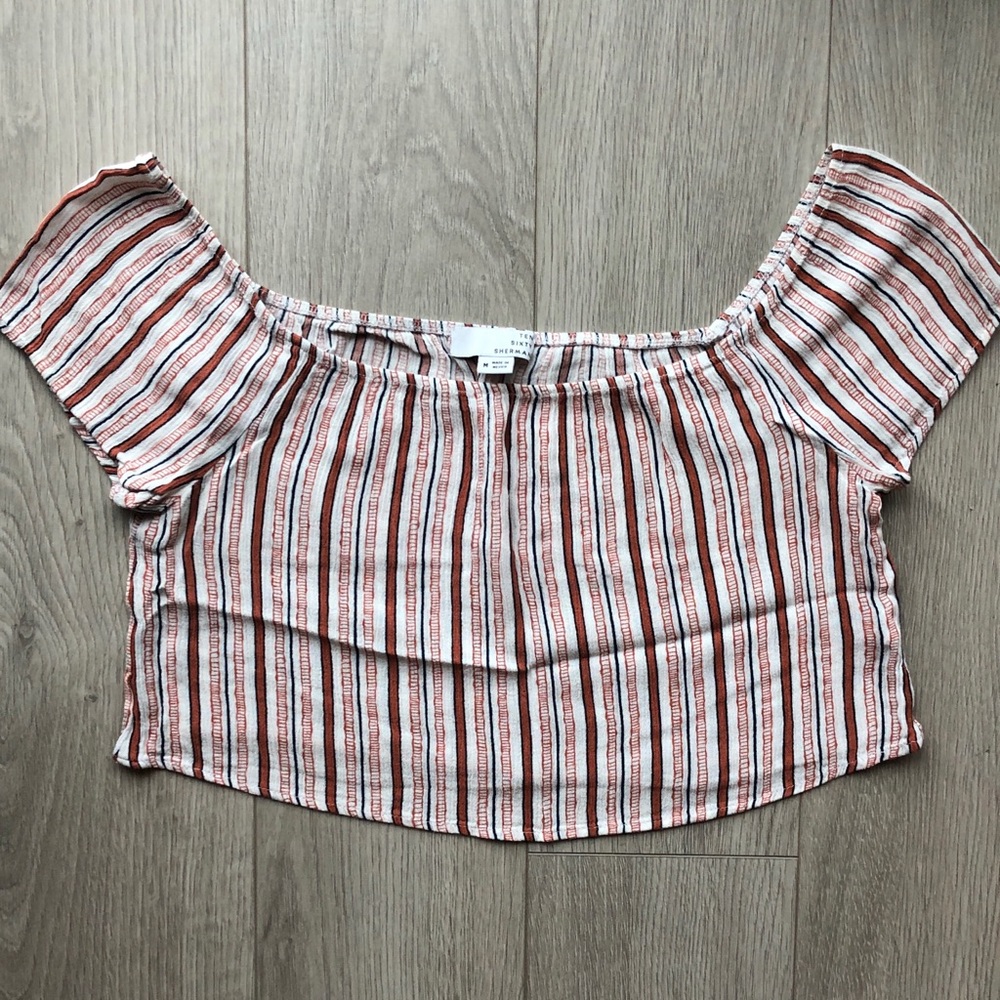 Ten Sixty Sherman Rayon Off Shoulder Crop Top